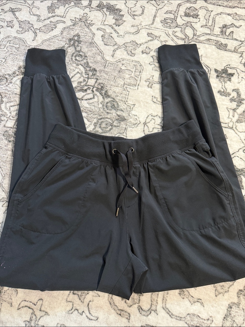 Athleta woman’s  Black Drawstring Joggers with Ribbed Cuffs